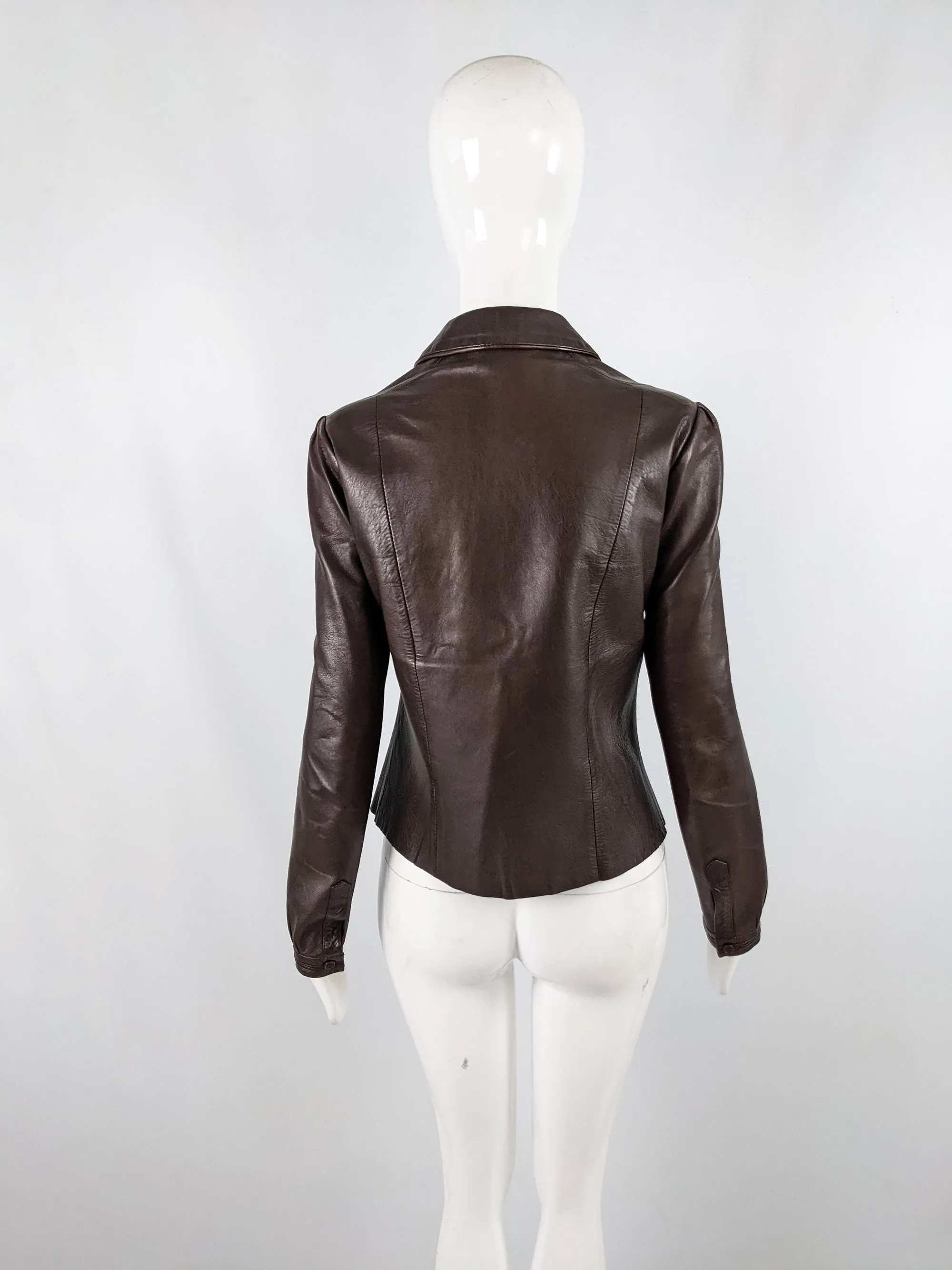 Joseph Vintage Womens Brown Leather Jacket, 1990s