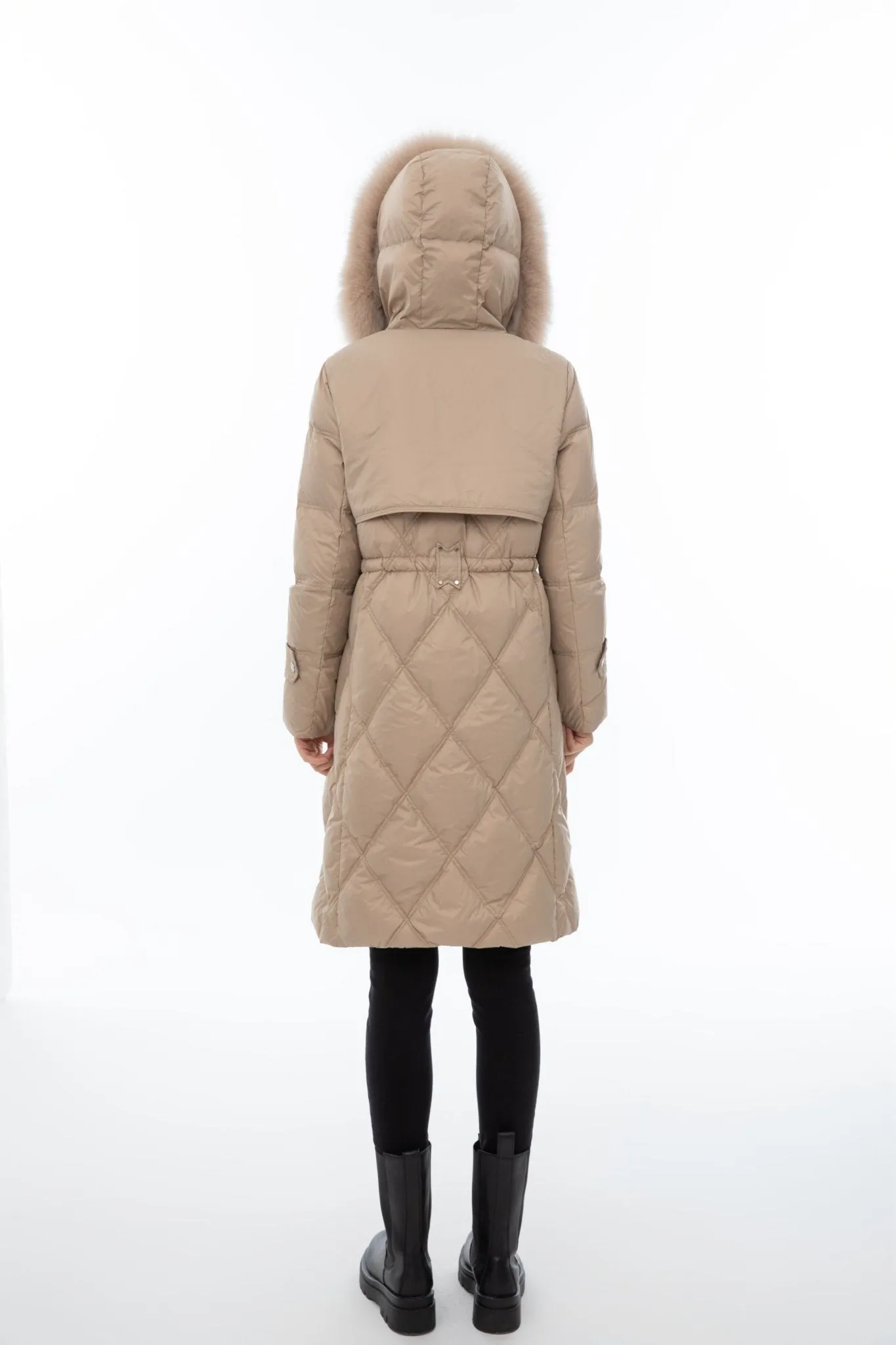 Khaki Fur Collar Down Jacket