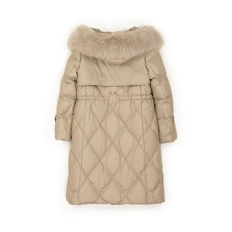 Khaki Fur Collar Down Jacket