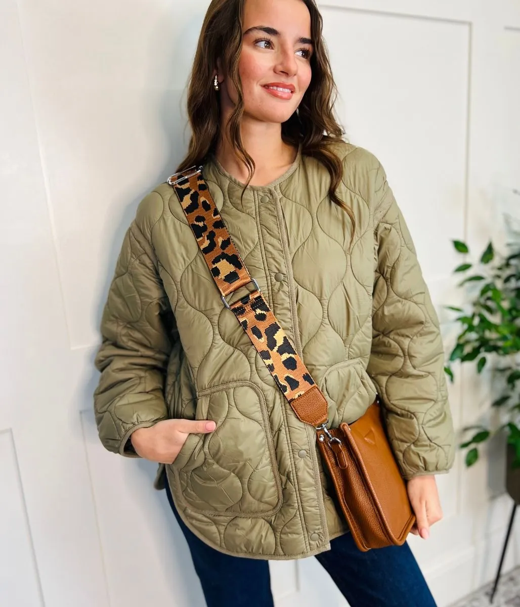 Khaki Shower Resistant Quilted Coat