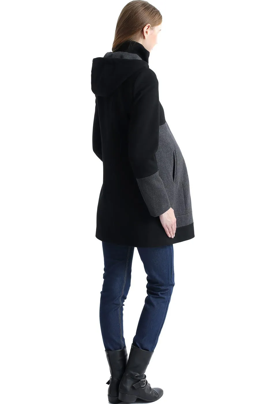 Kimi   Kai Maternity "Tessa" Wool Blend Colorblock Coat