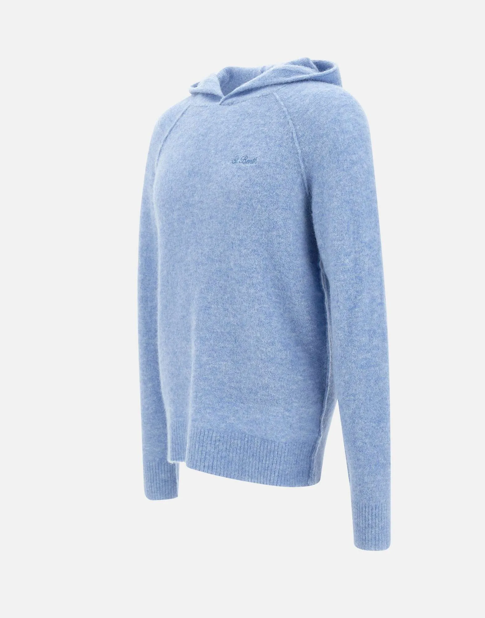 Light Blue Alpaca Blend Hoodie Sweater