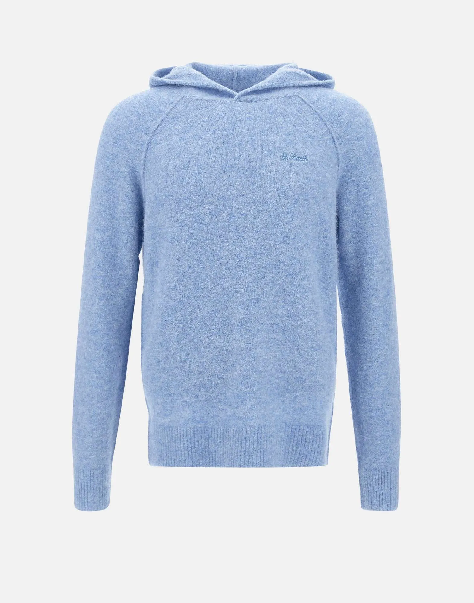 Light Blue Alpaca Blend Hoodie Sweater