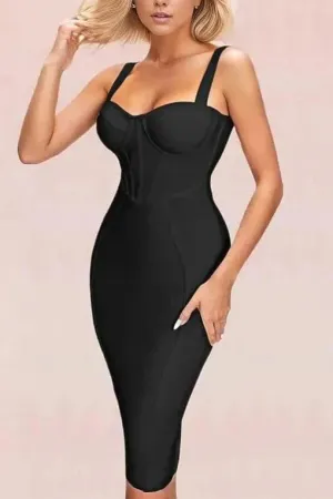 Lola Bodycon Midi Dress - Classic Black