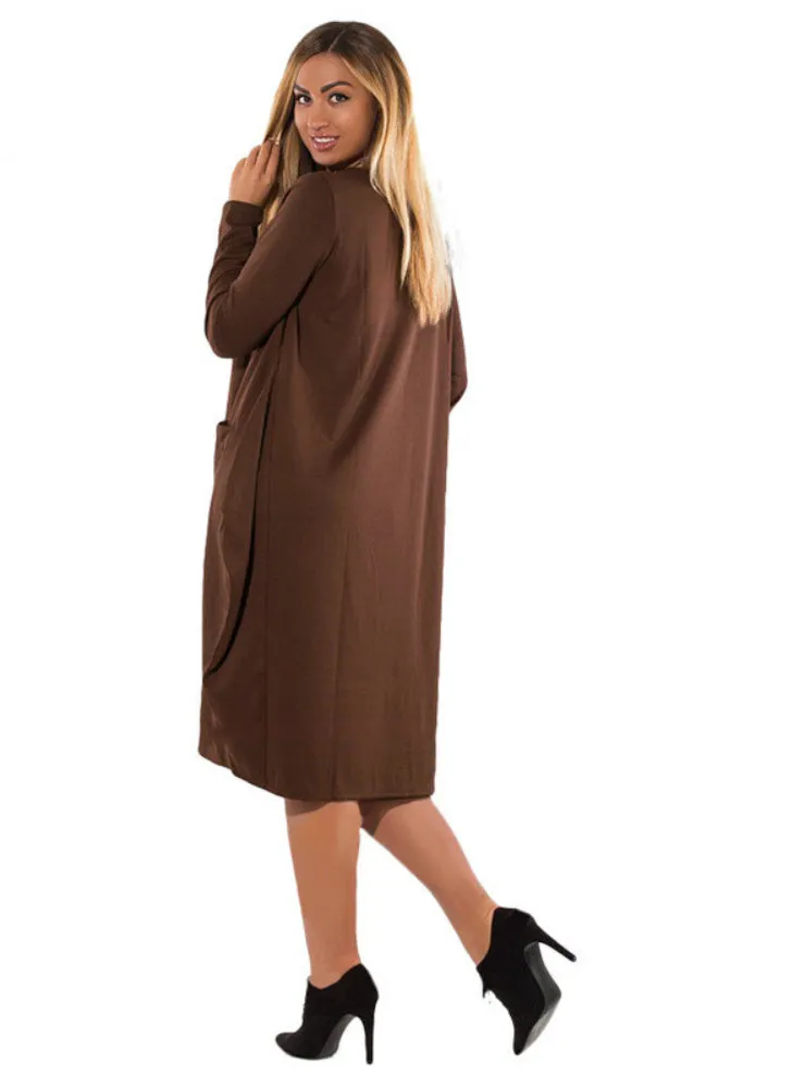 Long Sleeve O-Neck Casual Dress Women Winter Loose Dress