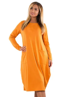 Long Sleeve O-Neck Casual Dress Women Winter Loose Dress