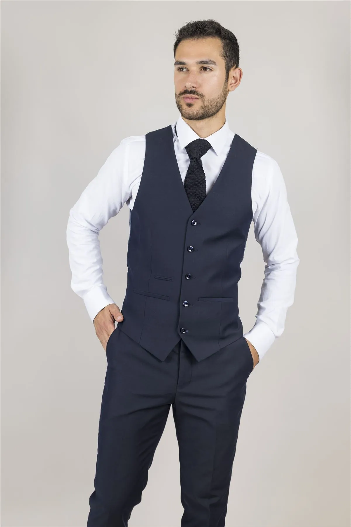 Men's Waistcoat Navy Blue Tailored Fit Vests