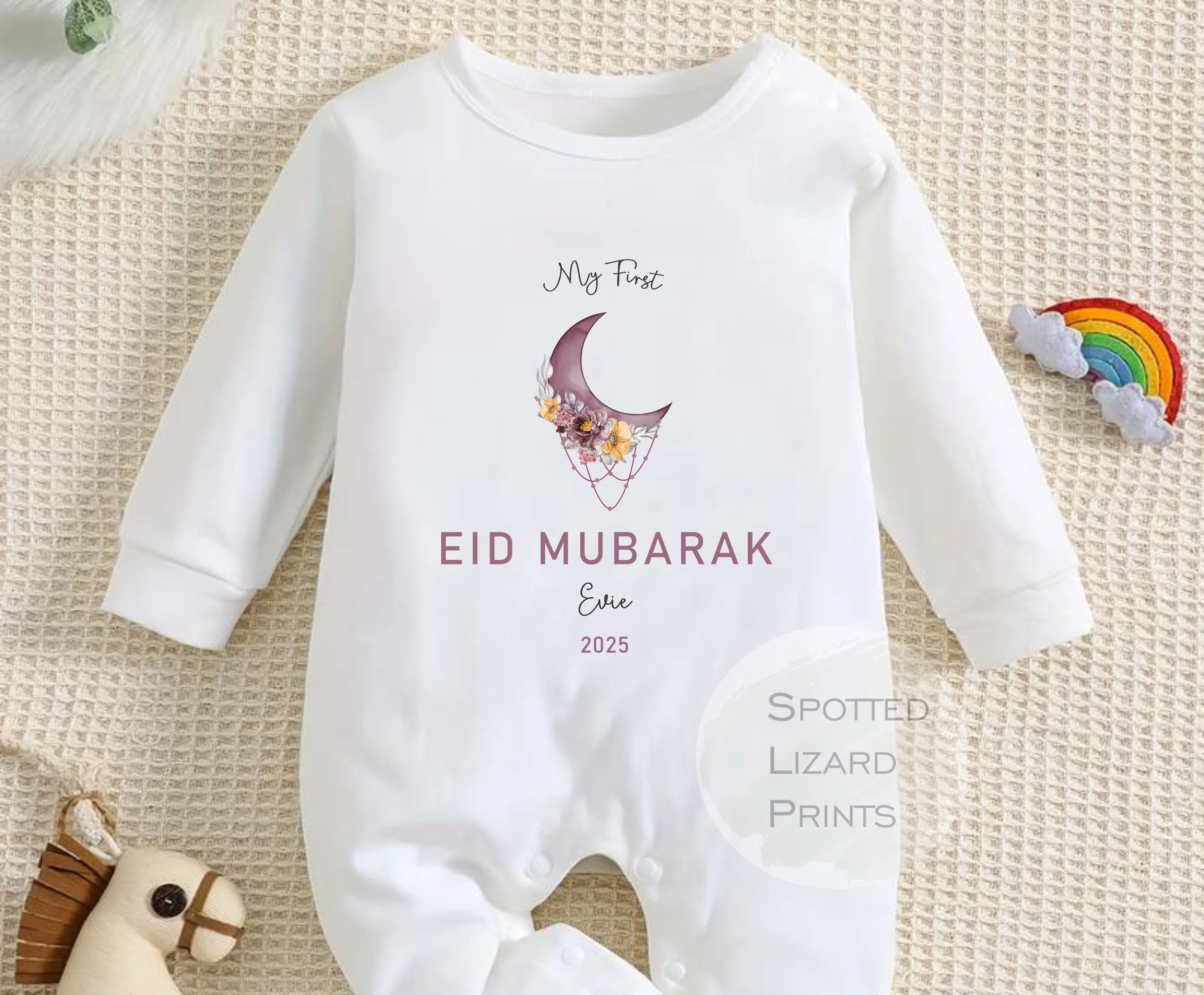 My First Eid Mubarak Personalised Baby - First Eid sleepsuit - 1st Eid Gift - Ramadan Baby Outfit