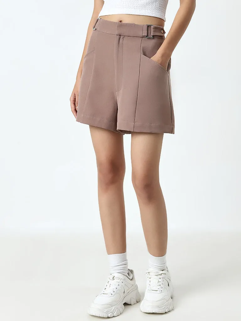 Nuon Taupe High-Rise Shorts