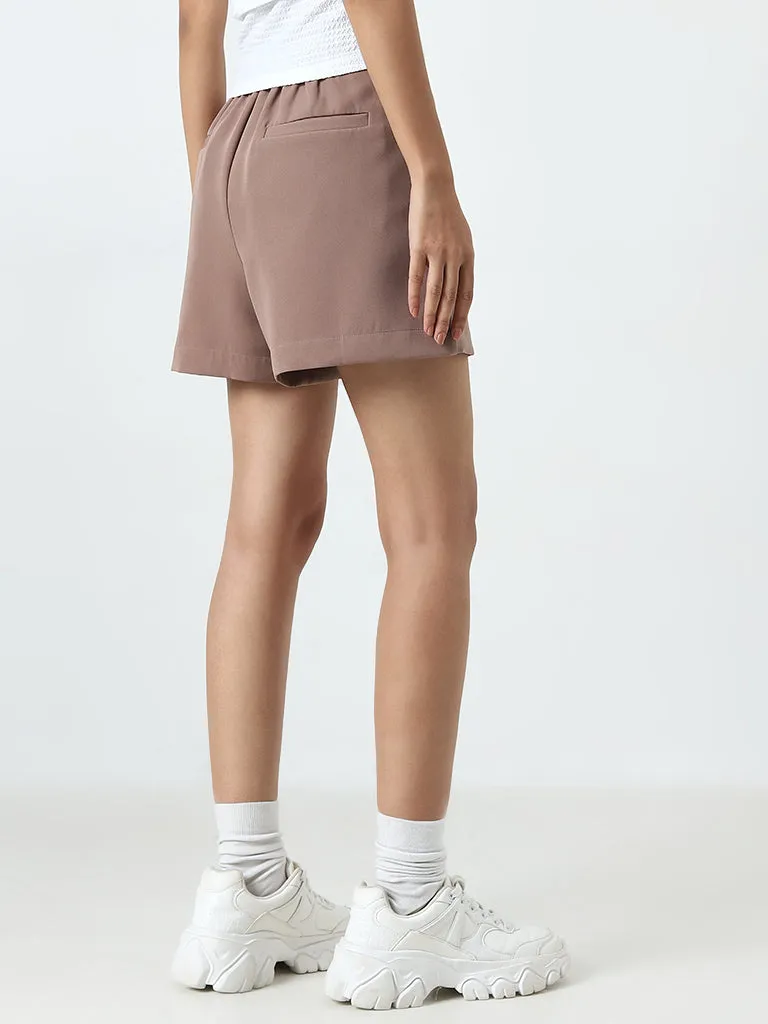 Nuon Taupe High-Rise Shorts