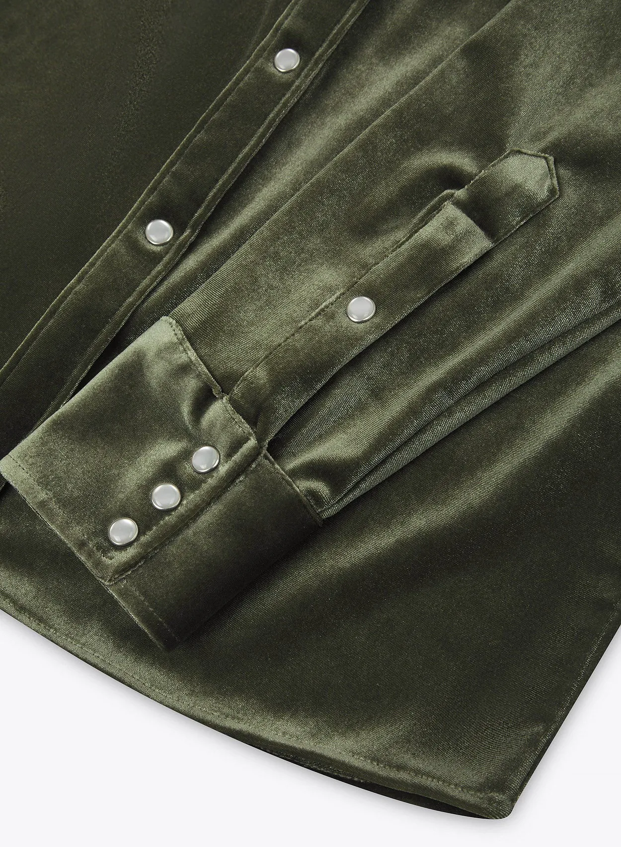 Olive Green Western Velvet Shirt