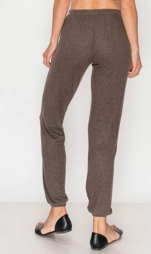 Our softest cozy olive knit- Lounge pants with elastic drawstring pants  at ankles