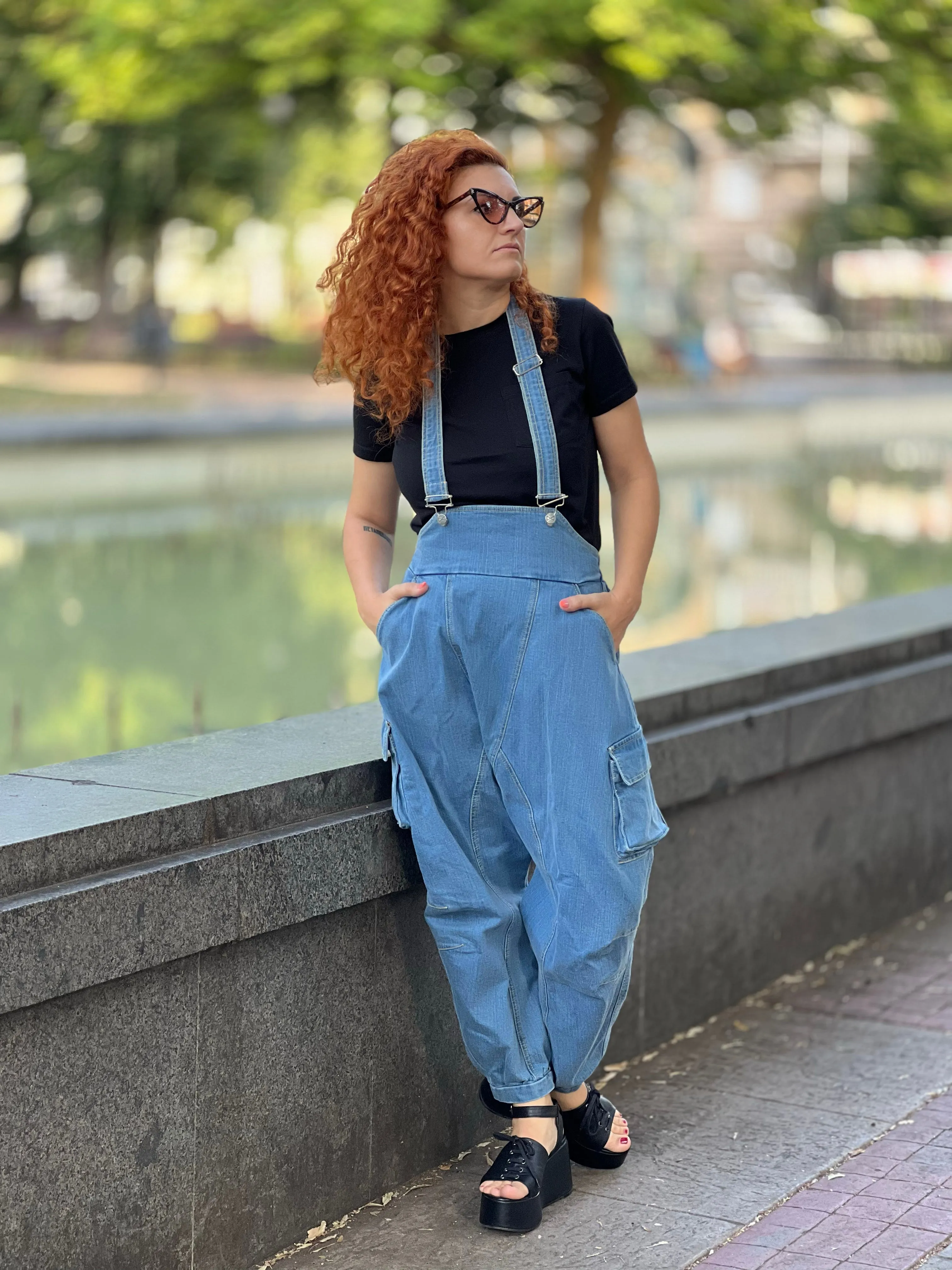 Oversize Light Denim Jumpsuit