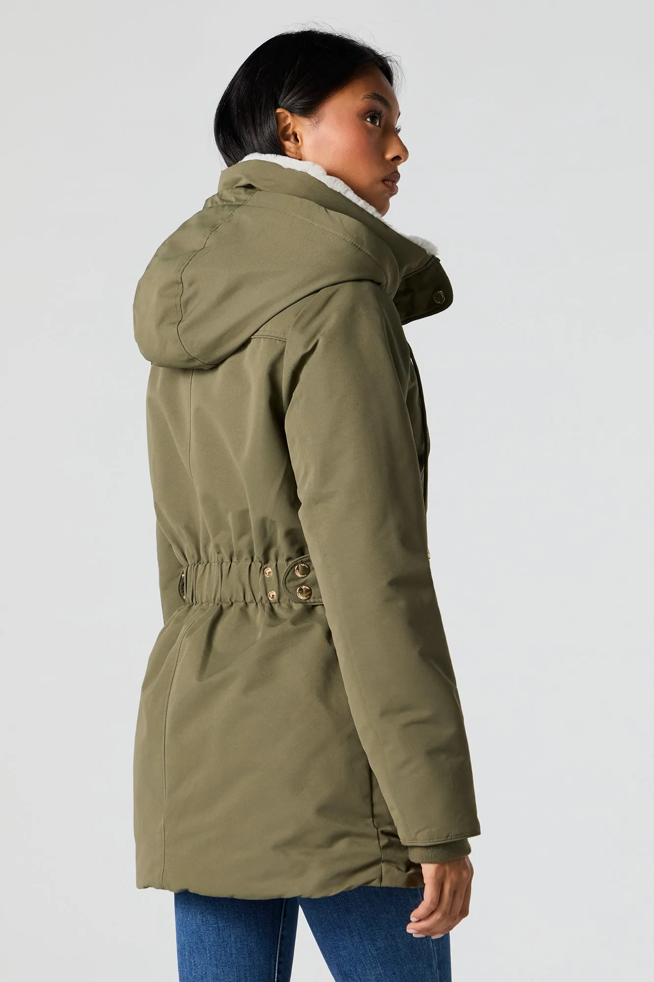 Parka à capuchon doublée de similifourrure