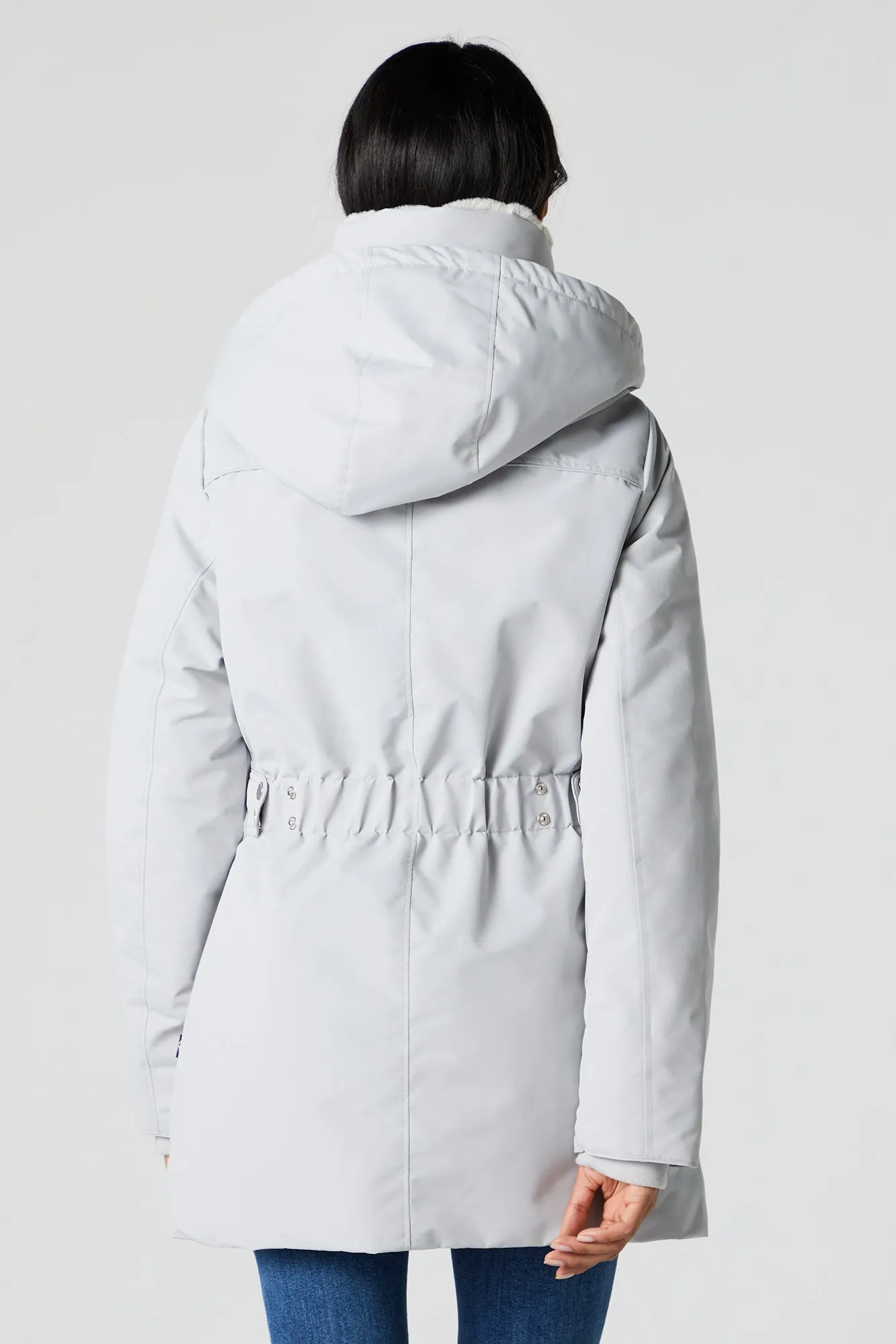 Parka à capuchon doublée de similifourrure