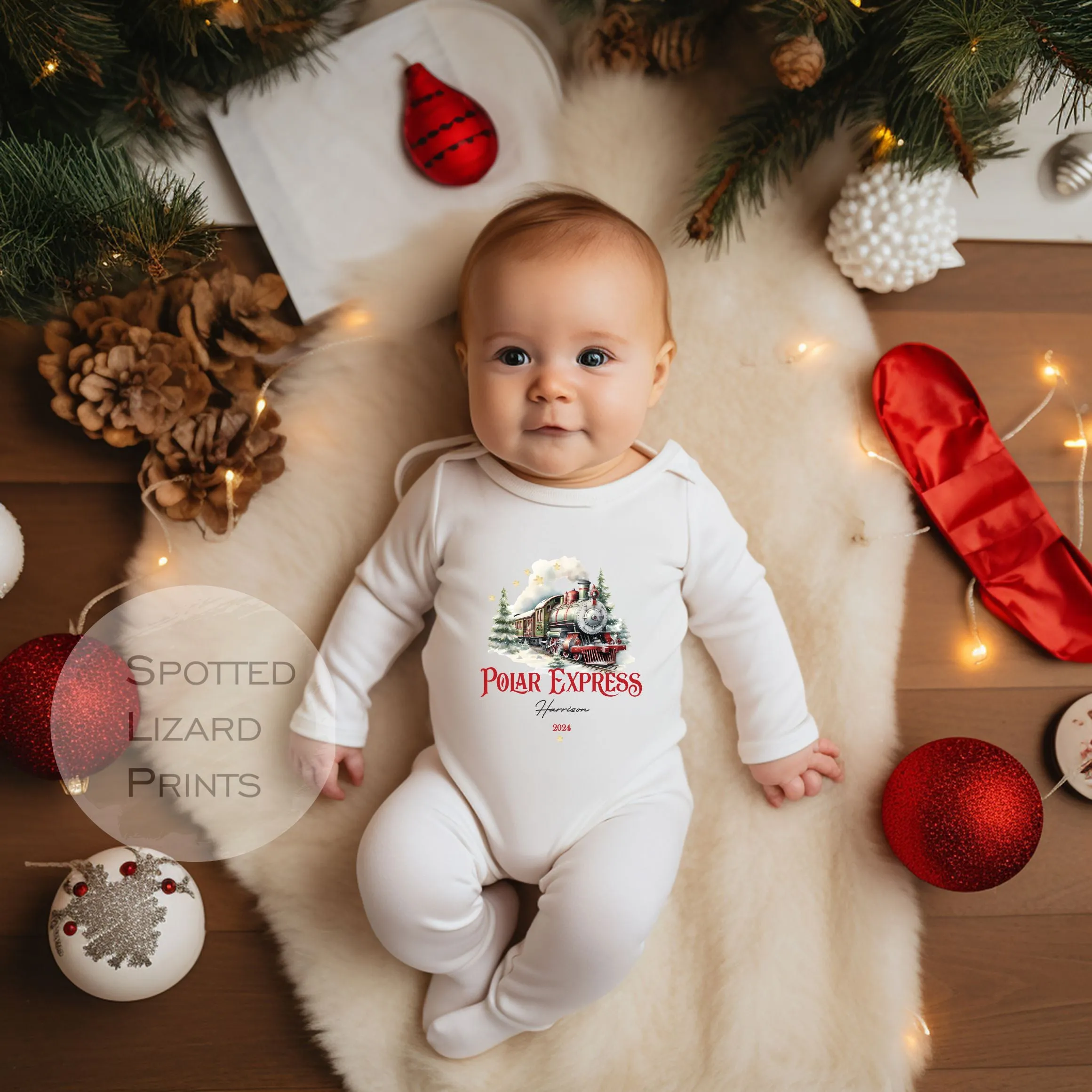 Personalised Polar Express t-shirt, Baby Vest or Rompersuit | Polar Express Christmas top, Children's Christmas matching clothing, gifts