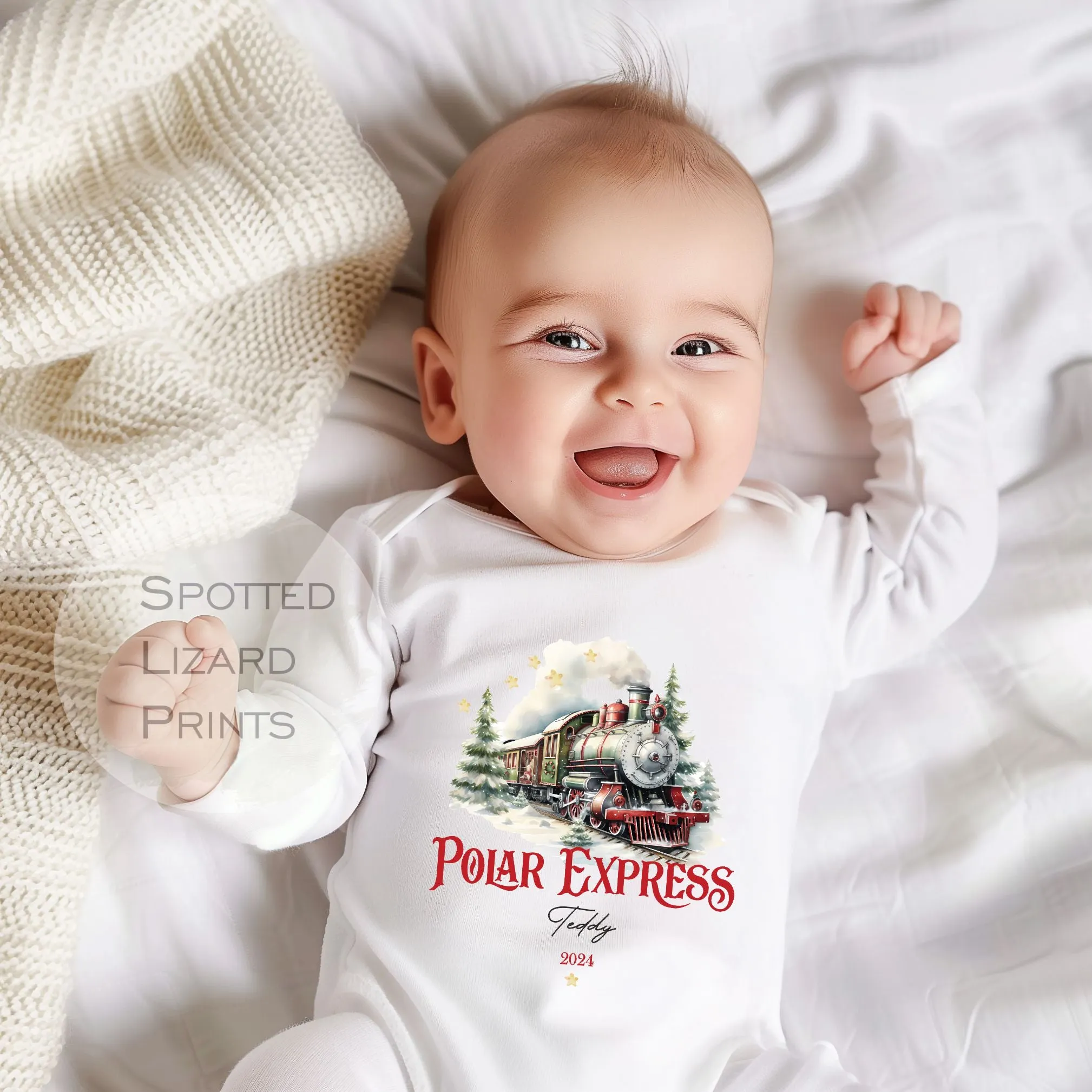 Personalised Polar Express t-shirt, Baby Vest or Rompersuit | Polar Express Christmas top, Children's Christmas matching clothing, gifts