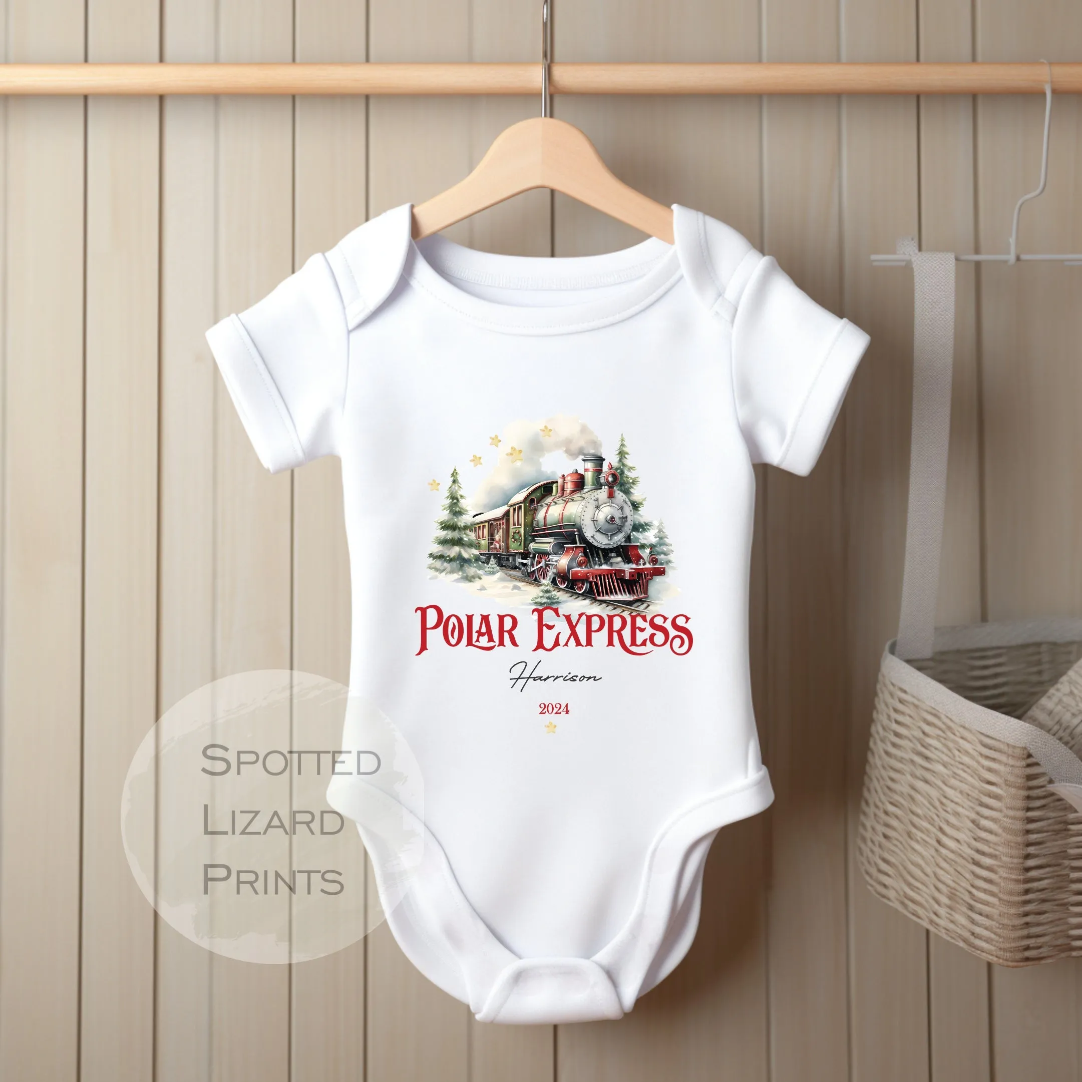 Personalised Polar Express t-shirt, Baby Vest or Rompersuit | Polar Express Christmas top, Children's Christmas matching clothing, gifts