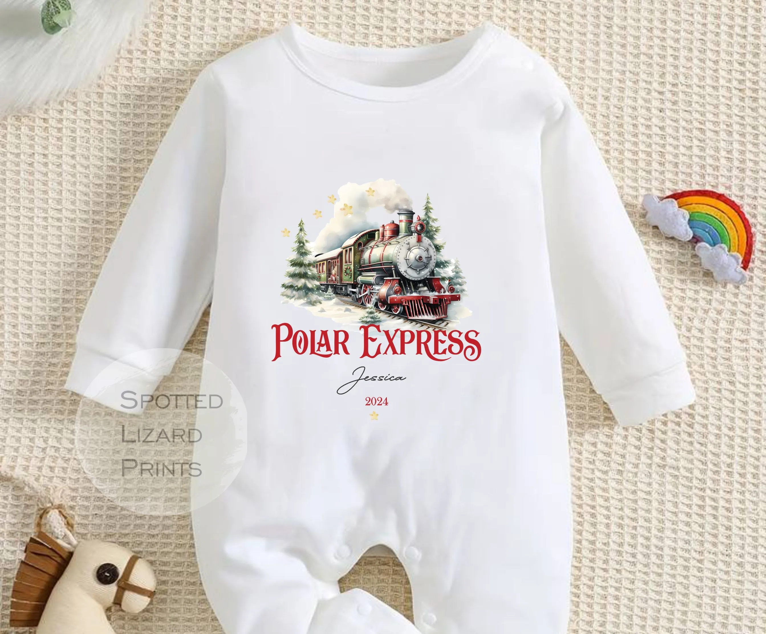 Personalised Polar Express t-shirt, Baby Vest or Rompersuit | Polar Express Christmas top, Children's Christmas matching clothing, gifts