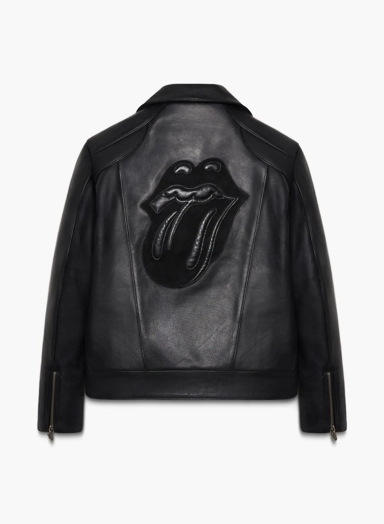 Phix X Rolling Stones Leather Lips Suede Patch Biker Jacket