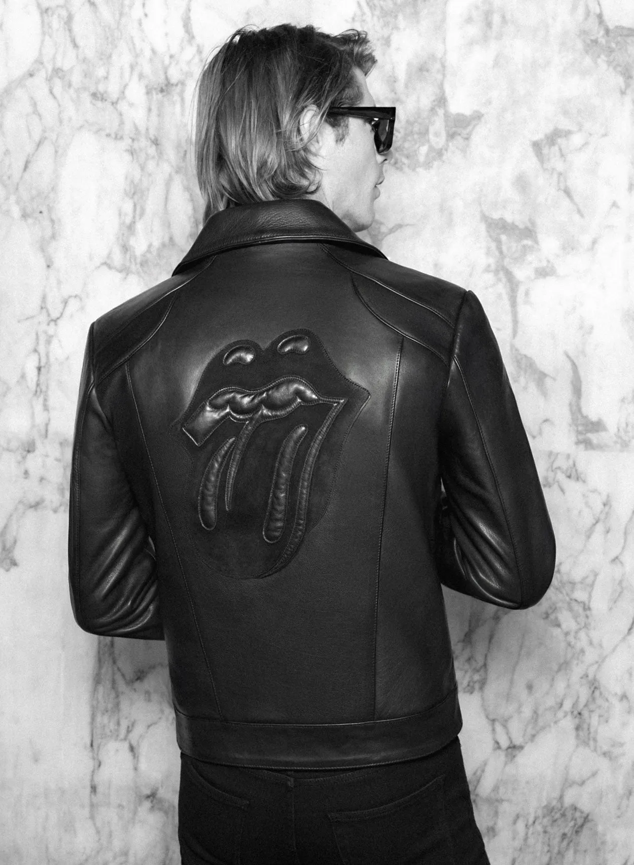 Phix X Rolling Stones Leather Lips Suede Patch Biker Jacket