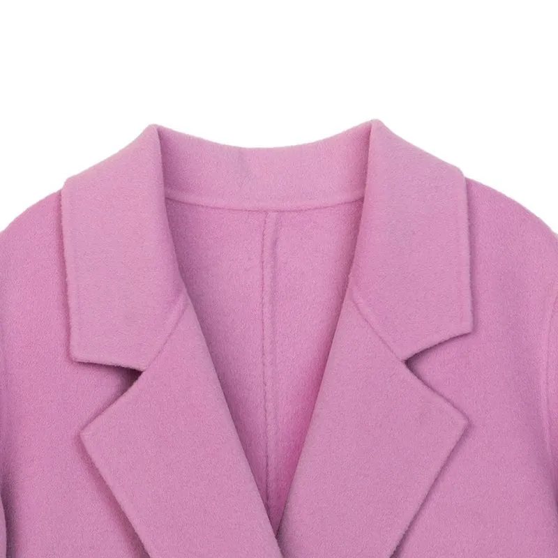 Pink Double Sided Belted Long Overcoats