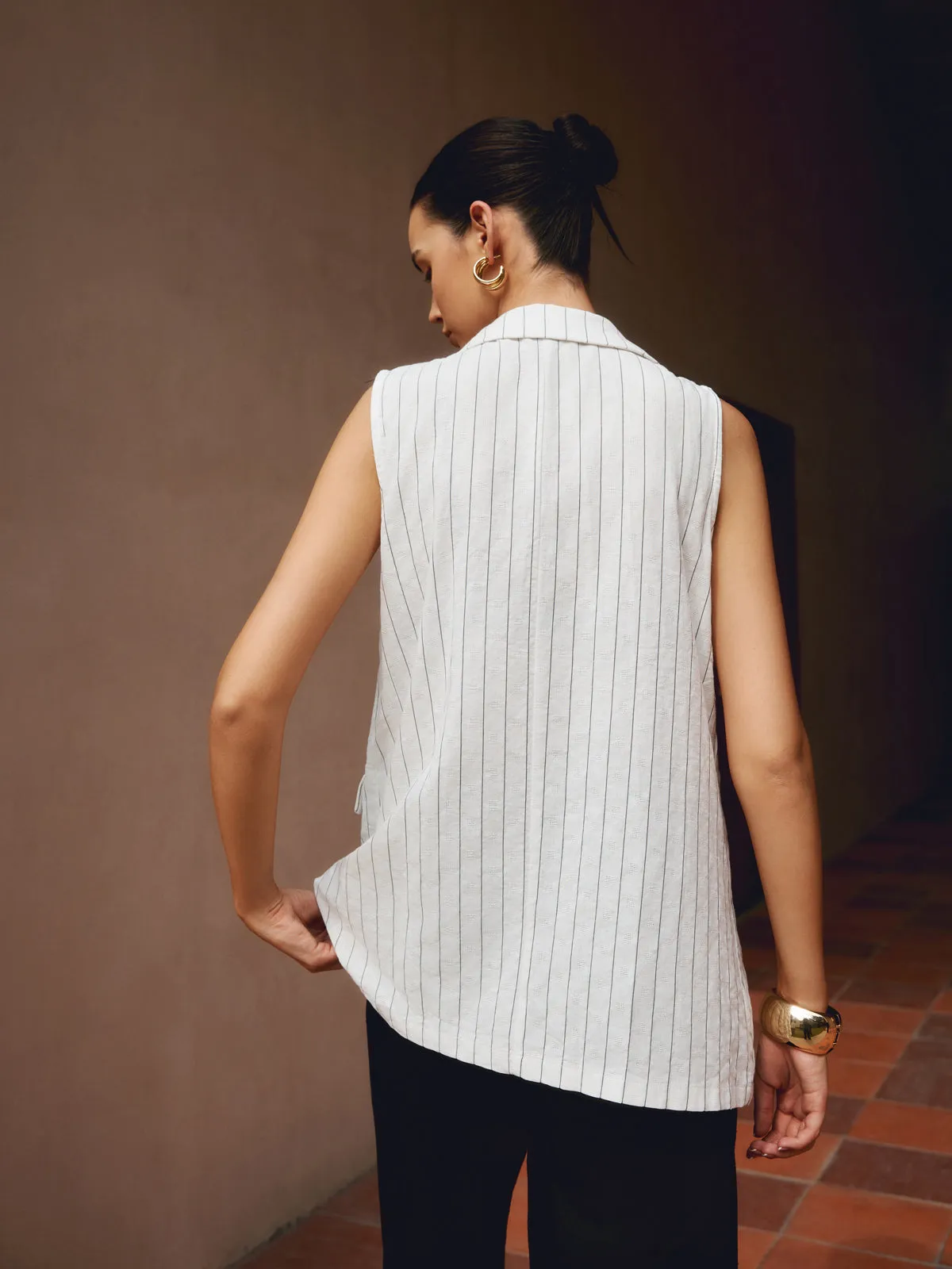 Pinstripe Cotton Blends Vest