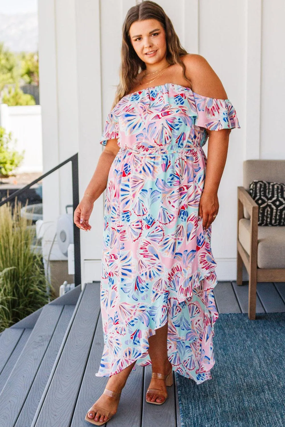 Plus Size Pink Seashell Maxi Dress