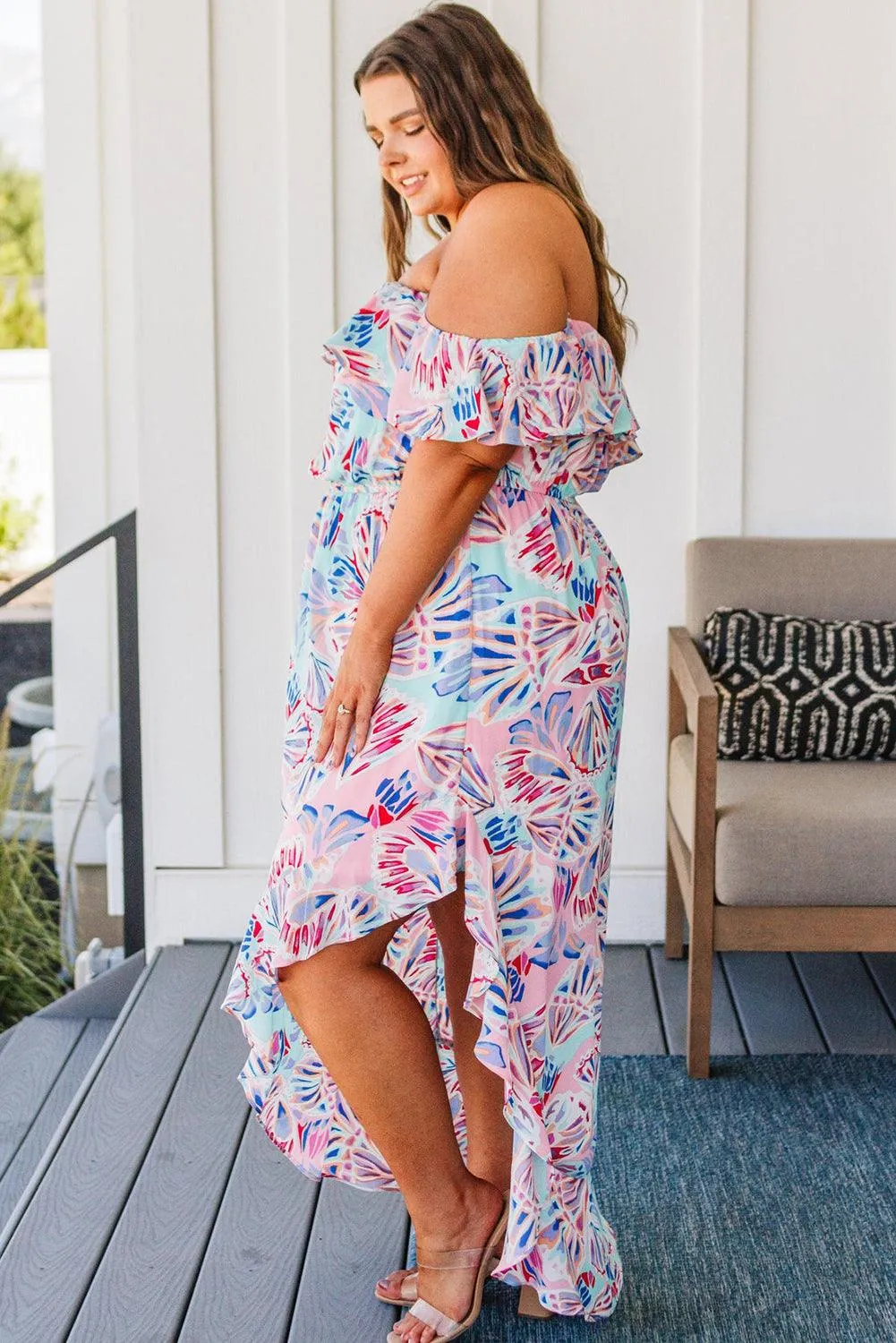 Plus Size Pink Seashell Maxi Dress