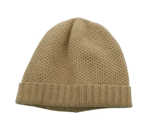 PORTOLANO - Cashmere Honeycomb Beanie in Camel