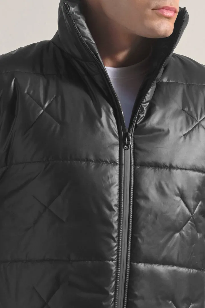 Quilted Puffer Jacket - Black