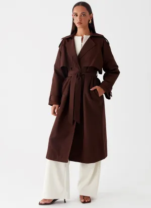 Rent Free Trench Coat - Chocolate