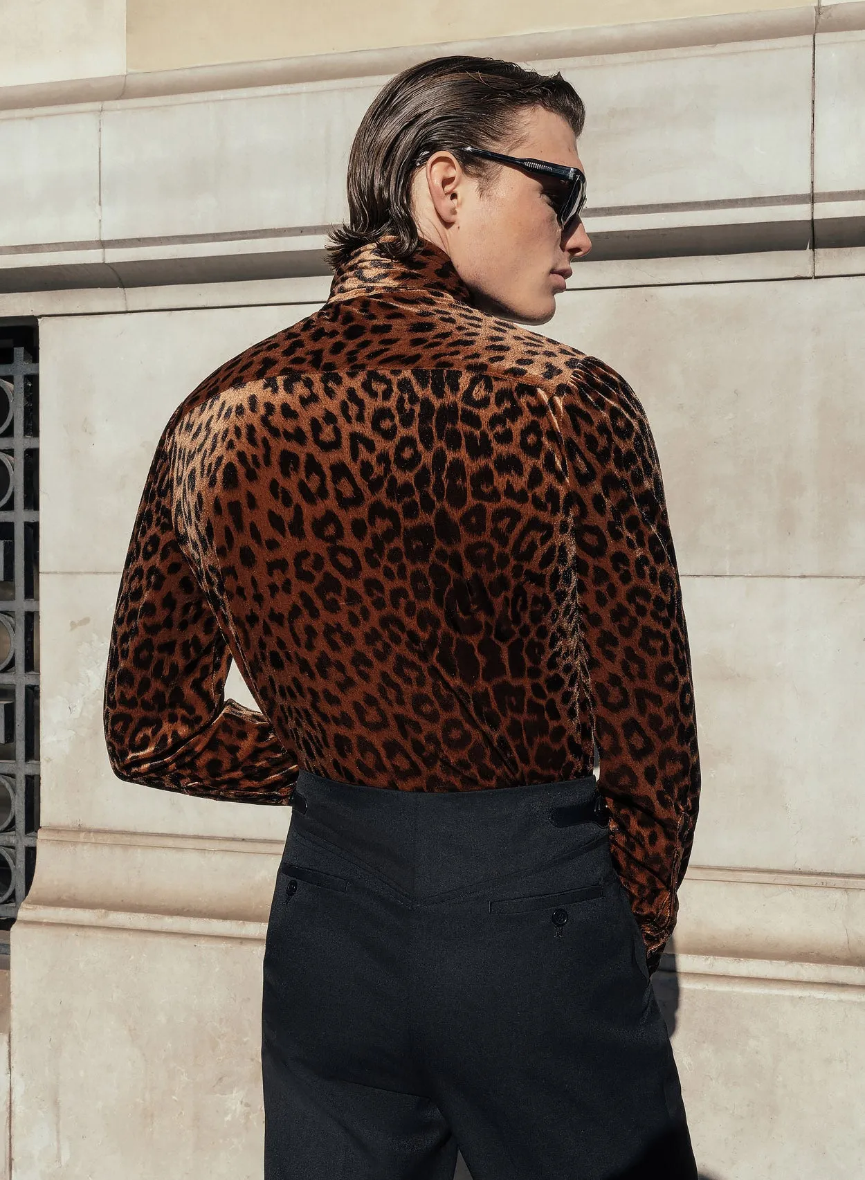 Rust Leopard Velvet Tie Neck Shirt