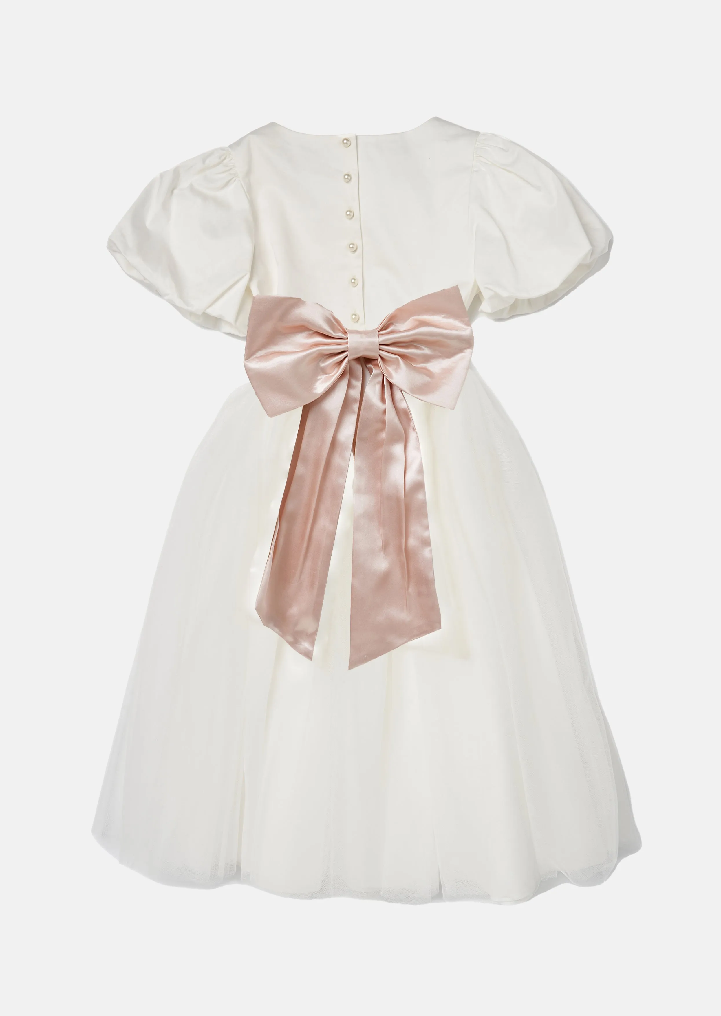 Selene Tulle Dress with Pink Sash