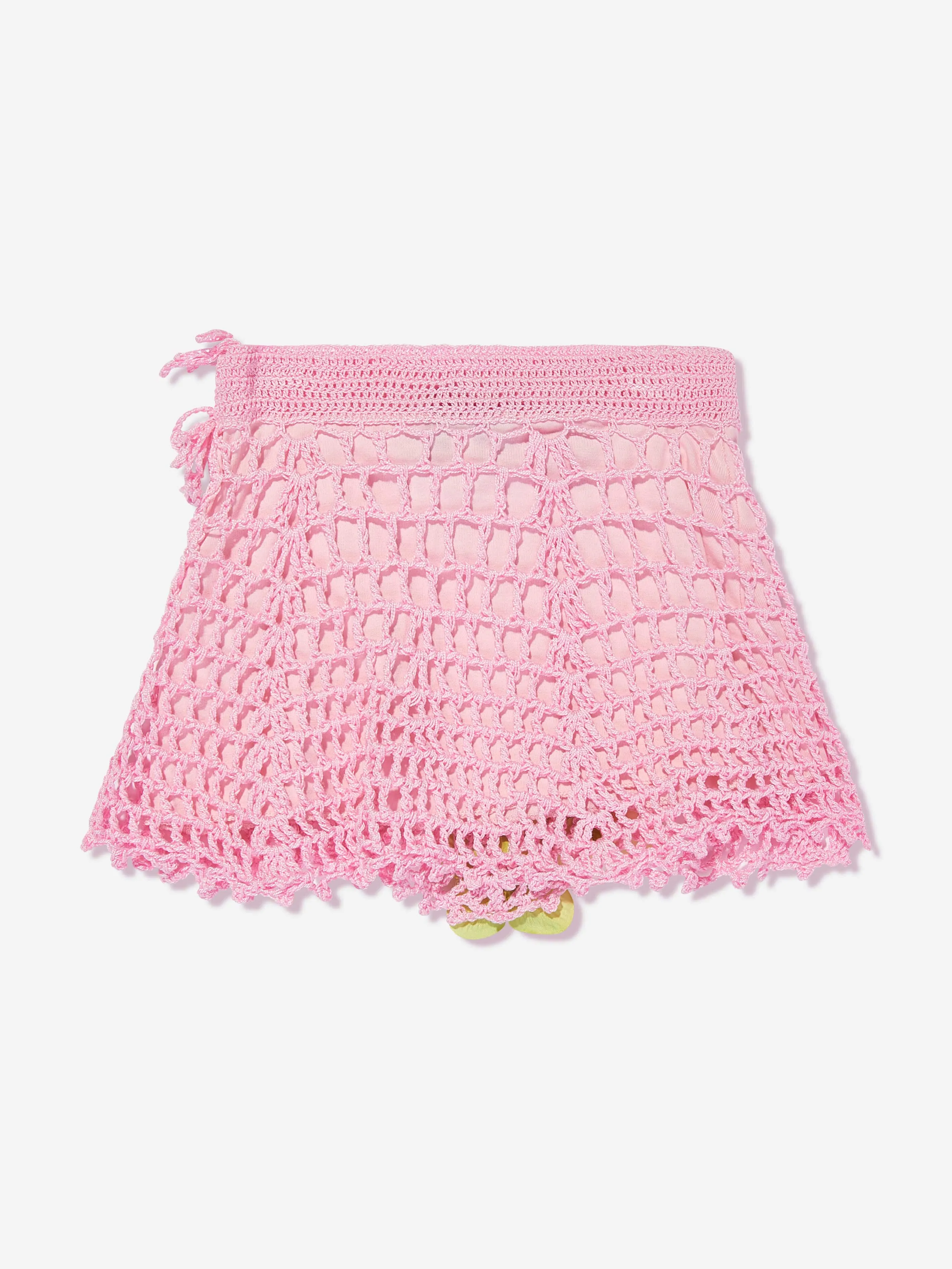 Selini Action Girls Knitted Flower Skirt in Pink