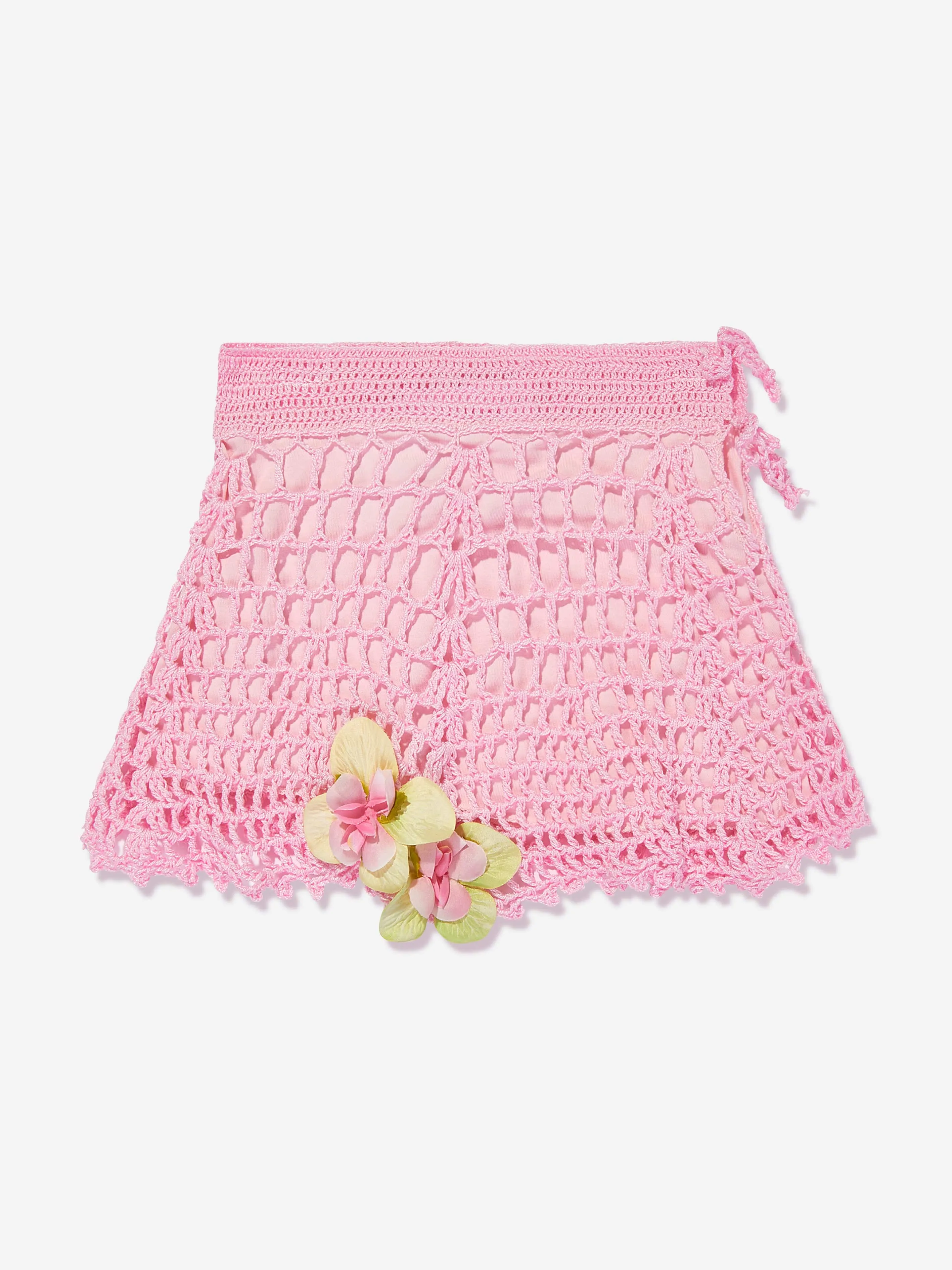 Selini Action Girls Knitted Flower Skirt in Pink