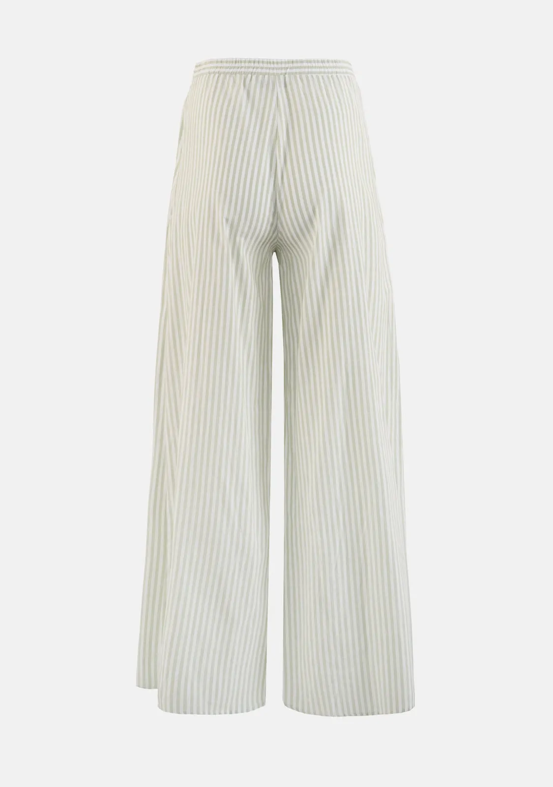 Shoulder Strap Stripe Top & High Waisted Long Pants Set