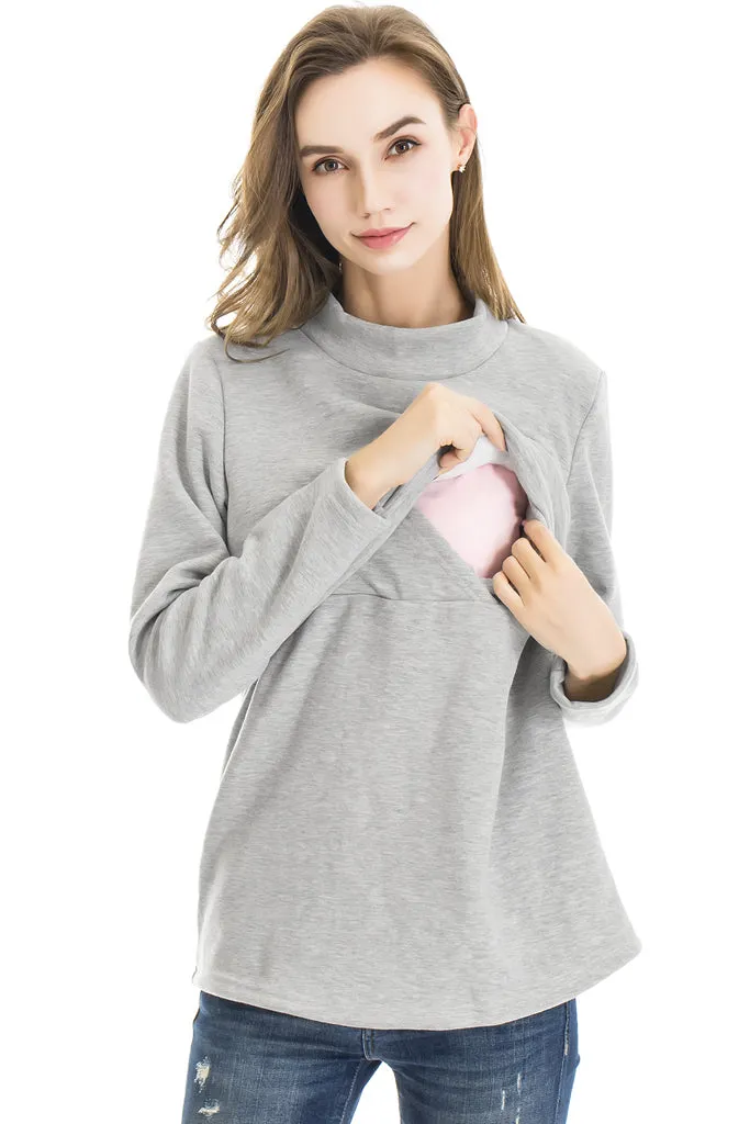 Smallshow Fleece Nursing Sweatshirt Tops