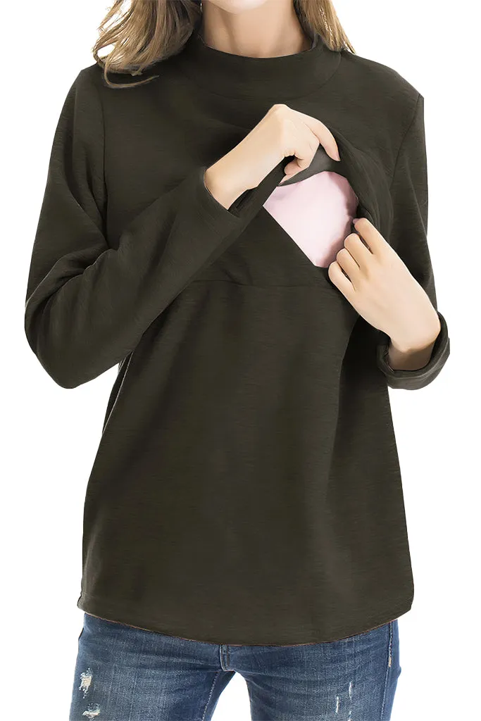 Smallshow Fleece Nursing Sweatshirt Tops