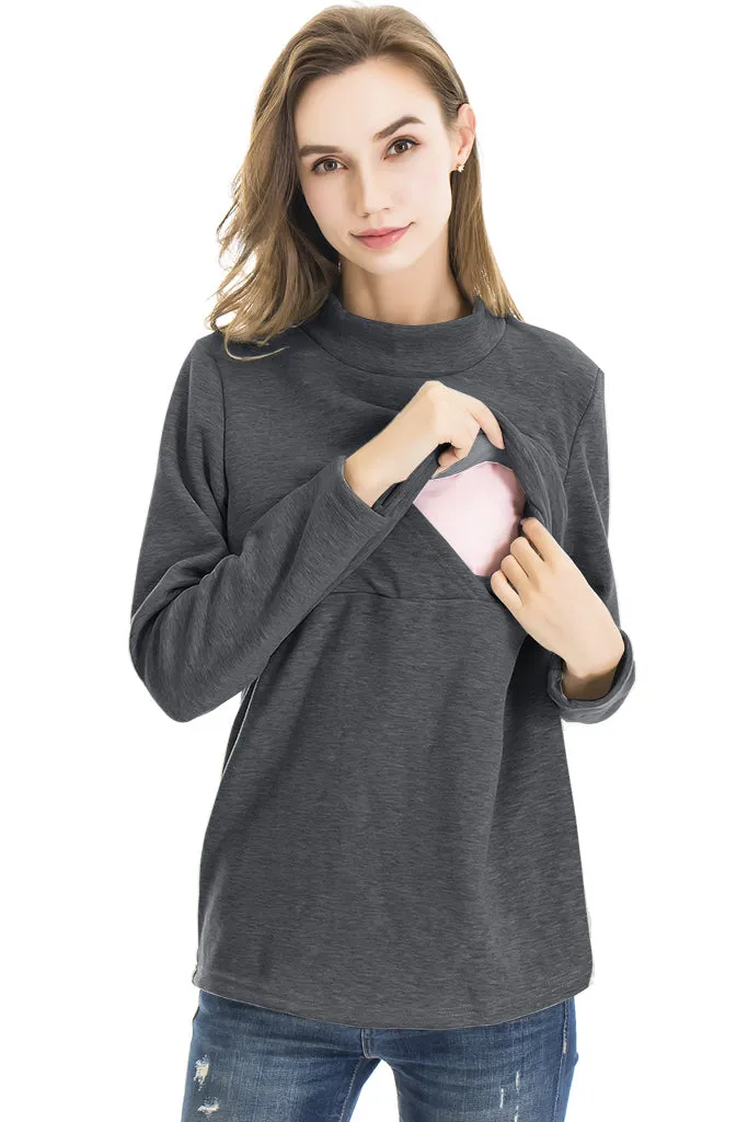 Smallshow Fleece Nursing Sweatshirt Tops