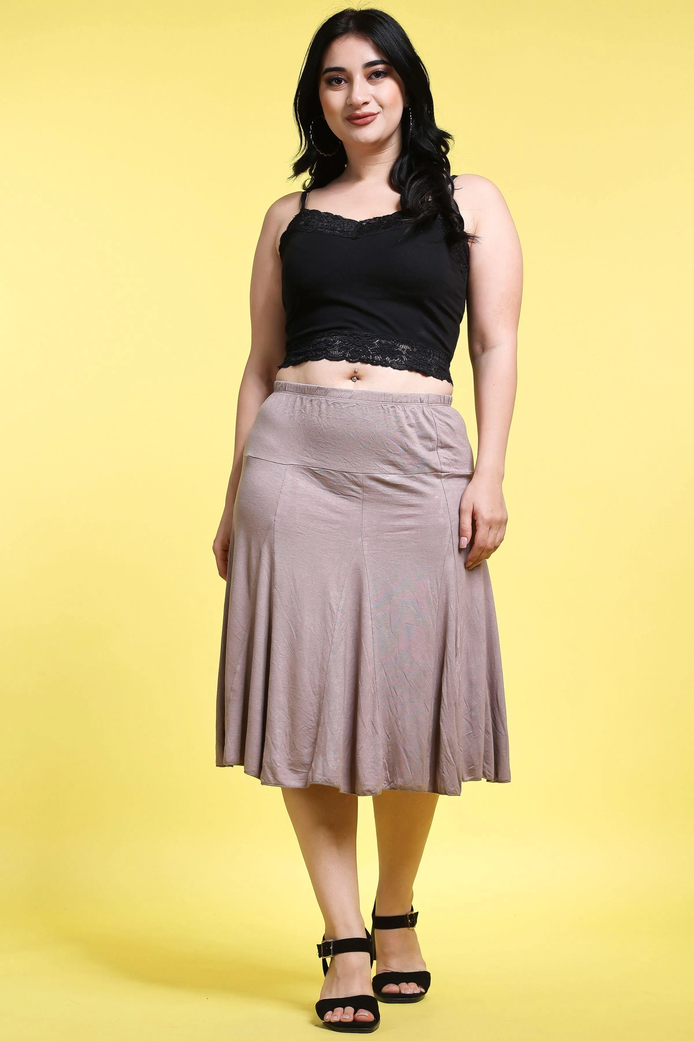 Solid Pleated Skirt