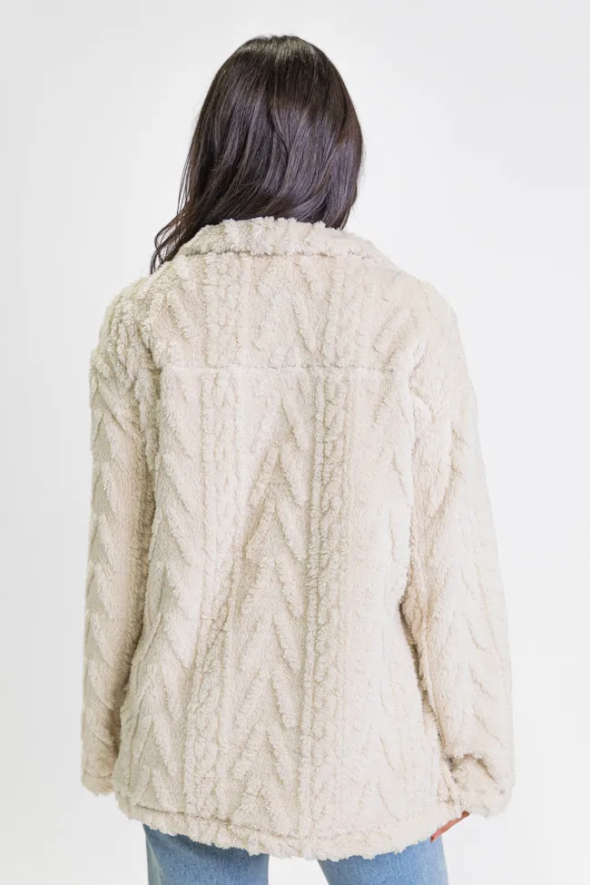 Take The Leap Beige Cable Detail Sherpa Pullover FINAL SALE