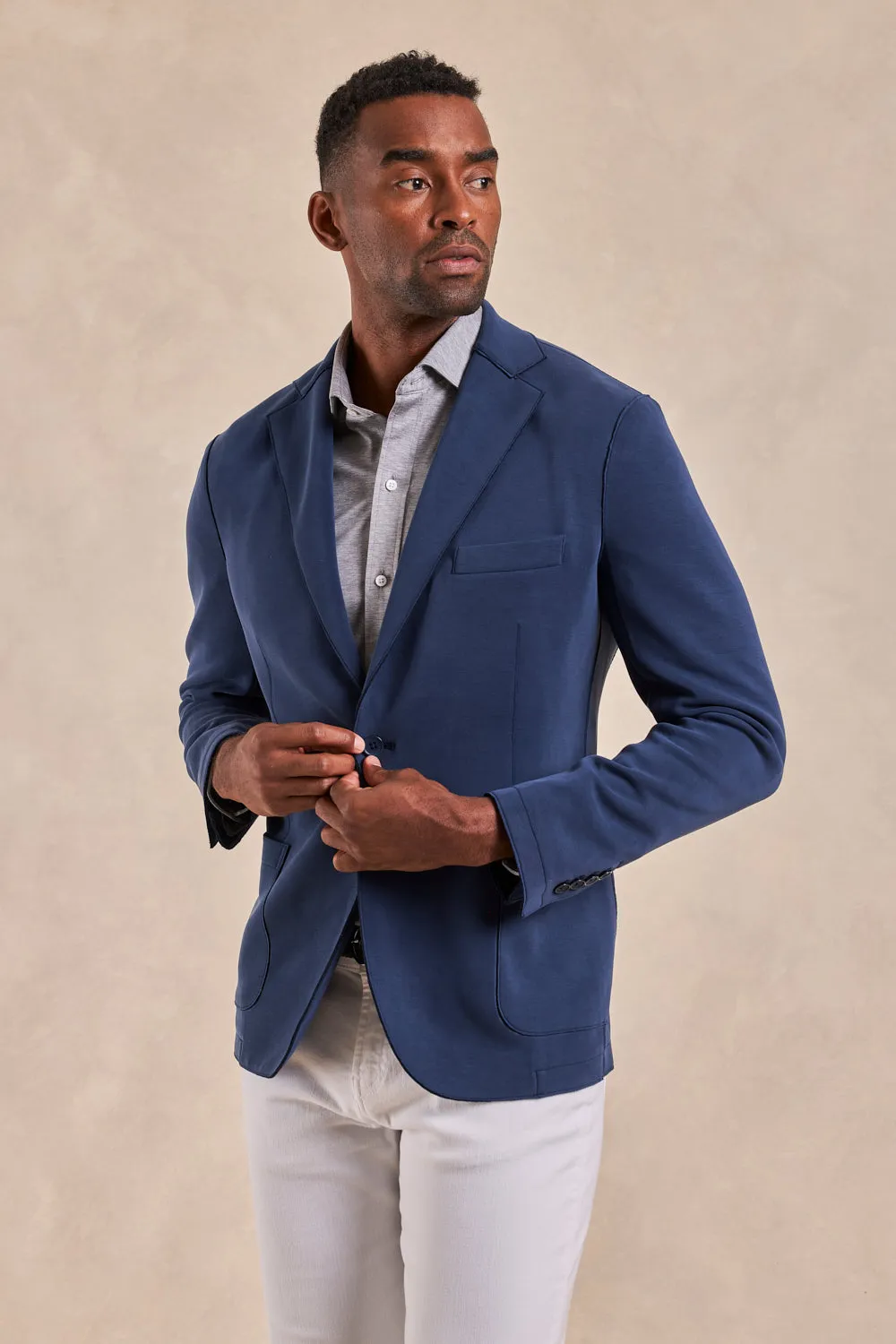 The Luca - Double Knit Soft Jacket - Blue Bay