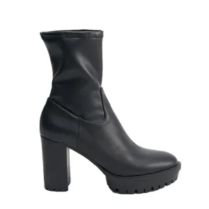 Vegan Vitello Black Stretch Ankle Boots