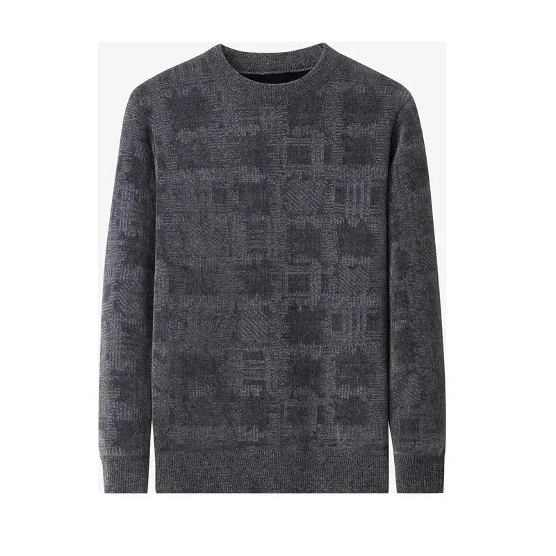 Winter Fleece-lined Chenille Pullover Sweater For Men