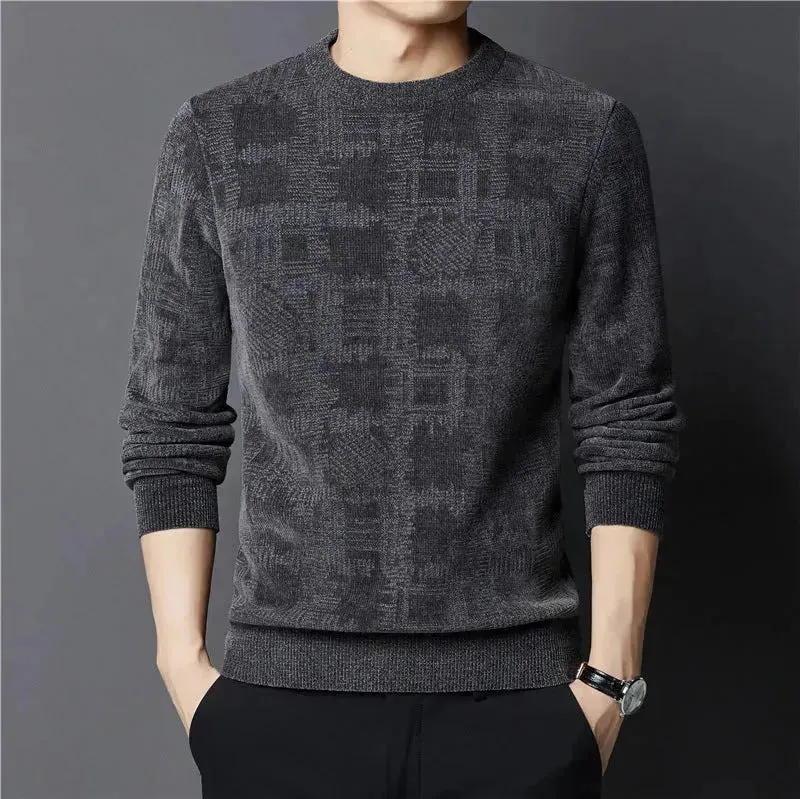 Winter Fleece-lined Chenille Pullover Sweater For Men