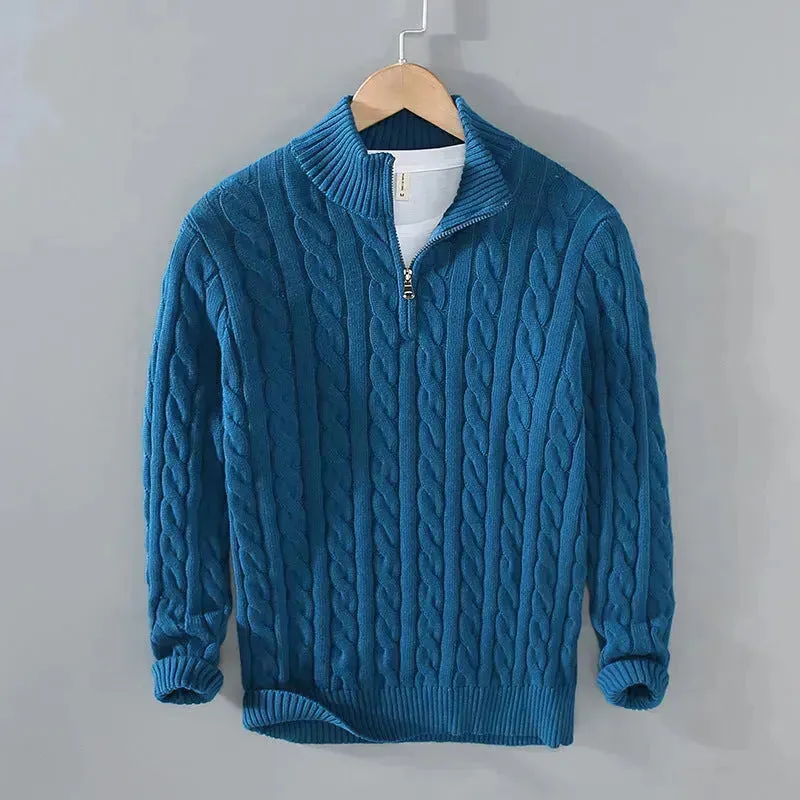 Winter Half Zip Knitted Pullover Sweater for Men