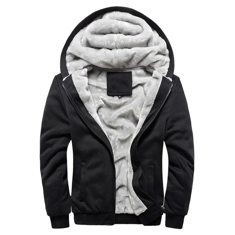 Winter Thick Warm Fleece Zipper Men Hoodies