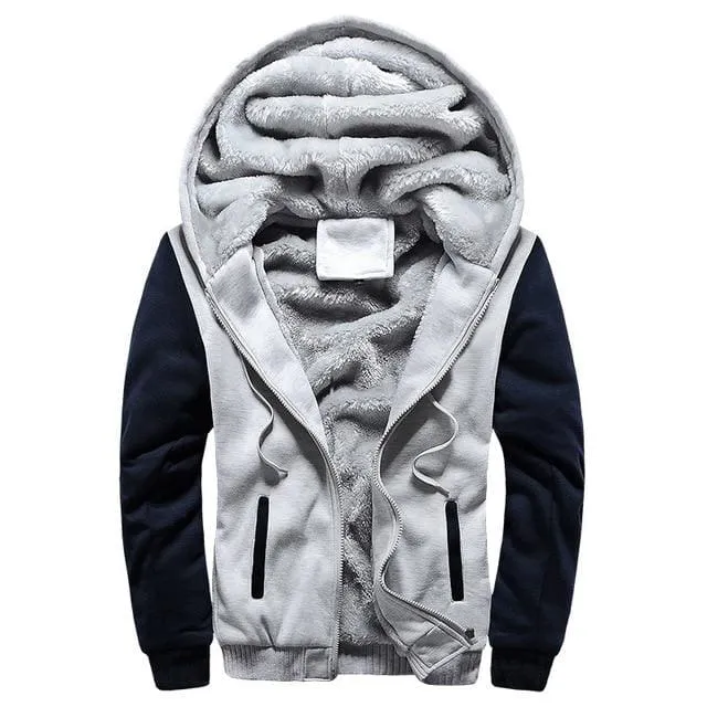 Winter Thick Warm Fleece Zipper Men Hoodies