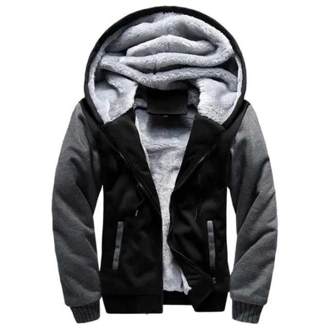 Winter Thick Warm Fleece Zipper Men Hoodies